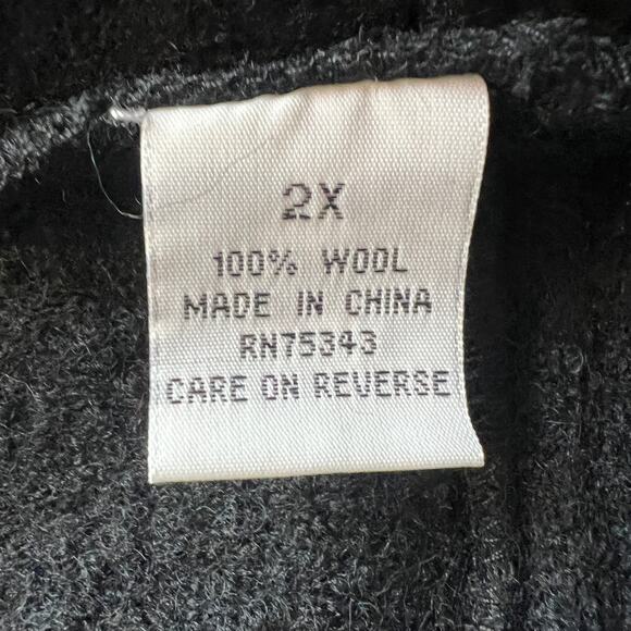 Fenn Wright Manson Black Wrap Cardigan Sweater Wool Knit Ruffle Duster Size 2X - Picture 8 of 8